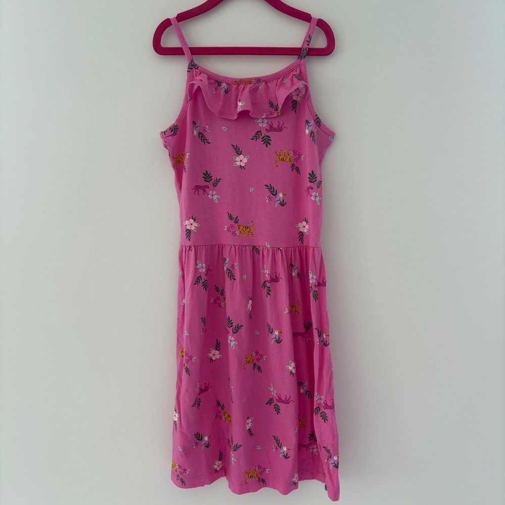 Carter's Girls Size 12 Pink Dress Tiger Floral Print‎ Sleeveless Casual Summer